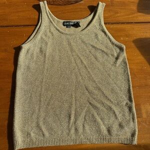 Jeanne Pierre Women’s Holidays‎ Sleeveless Gold Metallic Wool Blend Tank EUC Med